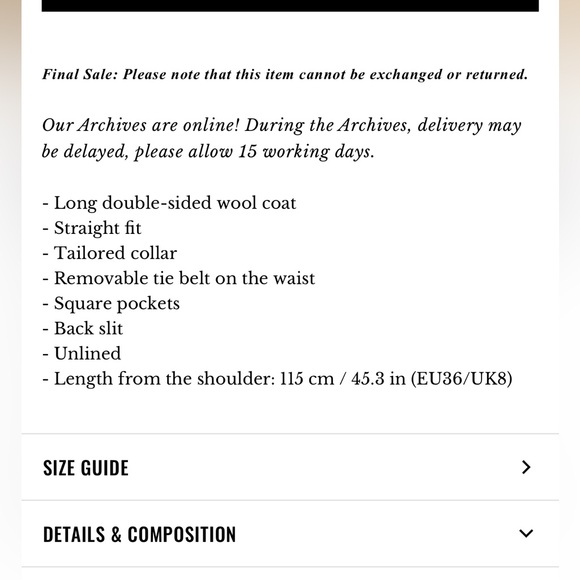 Sezane Maderick coat size 10 - Picture 5 of 5